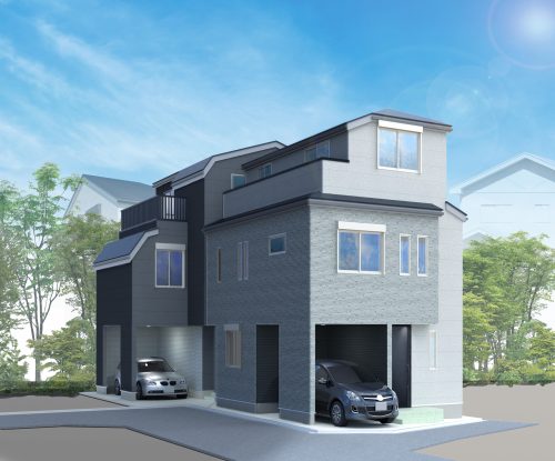 画像：連棟完成予想イメージです！モノトーン調のおしゃれな２棟